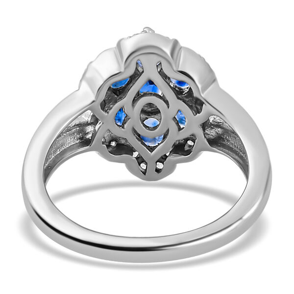 Blauer Ceylon-Saphir und Zirkon Ring 925 Silber platiniert  ca. 1,79 ct image number 6