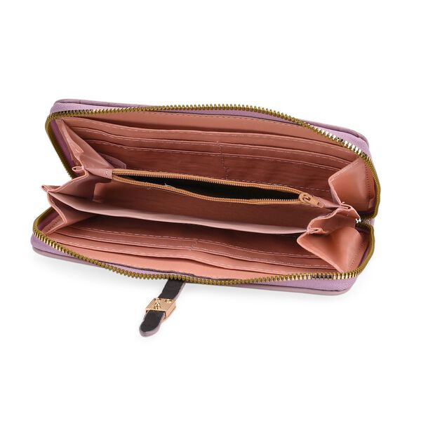Life style Color:purple /Profile: wallet  wall(exterior):PU   Lining(interior): polyester;  wallet Pockets(exterior):Pockets(interior):currency divider-2;card slot-7 long wallet  Measurement:7.87*3.94*1.18inch            short wallet  Measurement:4.72*3. image number 5