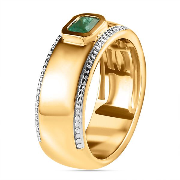 AAA Smaragd Ring, 925 Silber Gelbgold Vermeil, (Größe 21.00) ca. 0.45 ct image number 5