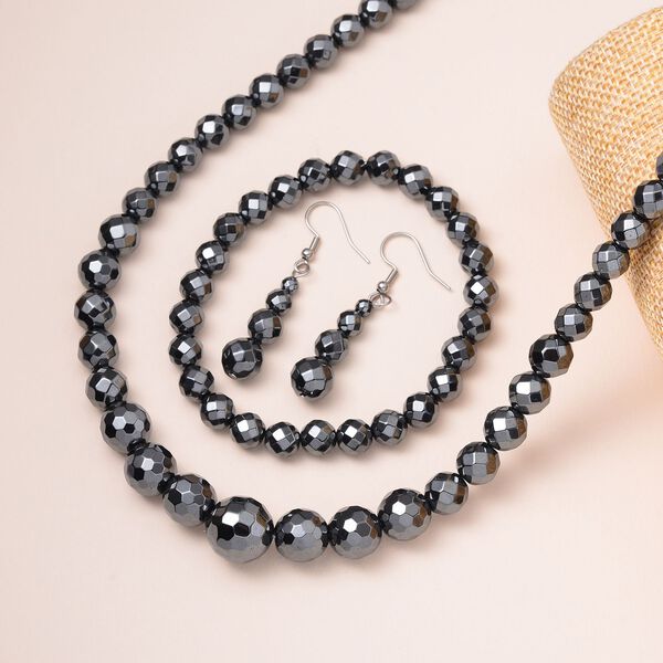 3er Set H&auml;matit Halskette, flexibles Armband und Ohrringe Schmuckset image number 2