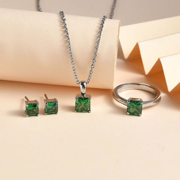 Russisches Diopsid kubisches Zirkonia-Schmuckset image number 1