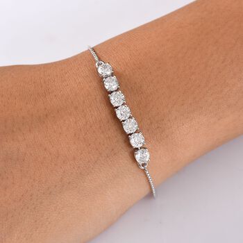 D&rsquo;joy 100 Facetten Moissanit Armband ca. 19 cm 925 Silber rhodiniert ca. 3.38 ct