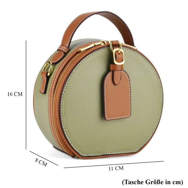 Echtleder Crossbody Tasche, 11x8x16cm, Oliv Braun image number 7