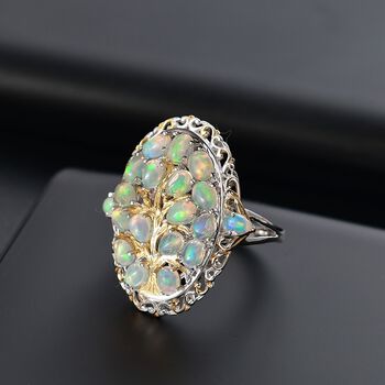 AA Nat&uuml;rlicher, &auml;thiopischer Welo Opal Ring 925 Silber rhodiniert (Gr&ouml;&szlig;e 18.00) ca. 2,08 ct