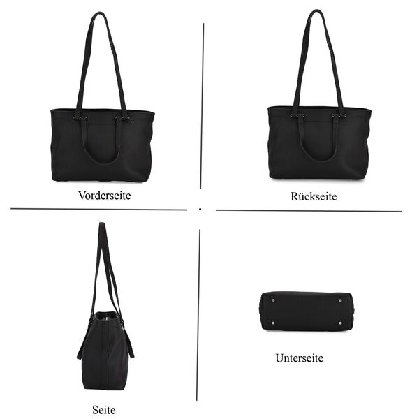 Leder-Shopper mit Doppelhenkel, 30x12x23 cm, Schwarz image number 3