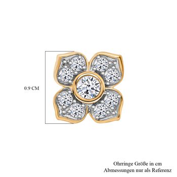LUXURIANT SI-GH Labor Diamant Ohrringe, 925 Silber Gelbgold Vermeil - 0,50 ct.