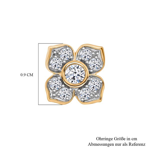 LUXURIANT SI-GH Labor Diamant Ohrringe, 925 Silber Gelbgold Vermeil - 0,50 ct. image number 3