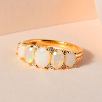 AA nat&uuml;rlicher, &auml;thiopischer Welo Opal und Zirkon-Ring - 1,60 ct.