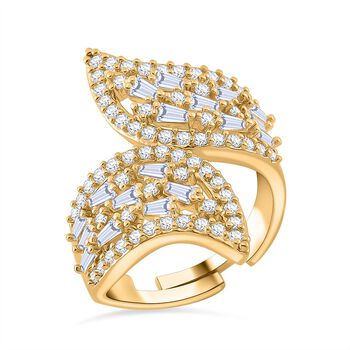 Wei&szlig;er Zirkonia Ring, flexibel, Messing, Goldfarben