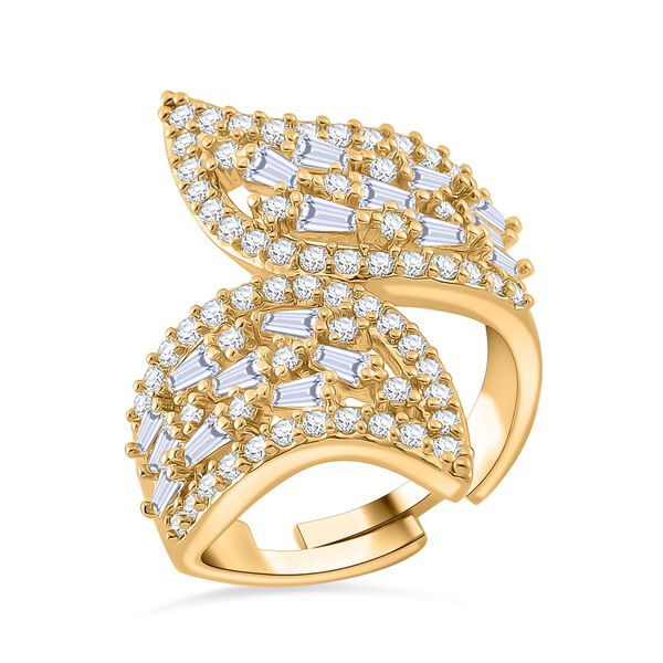 Wei&szlig;er Zirkonia Ring, flexibel, Messing, Goldfarben