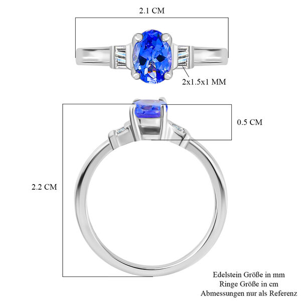 Tansanit und Zirkon Ring 925 Silber Platin-Überzug image number 7