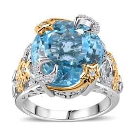 GP Celestial Dream Kollektion - Himmelblauer Topas, Zirkon und Kanchanaburi blauer Saphir-Ring - 12,87 ct.