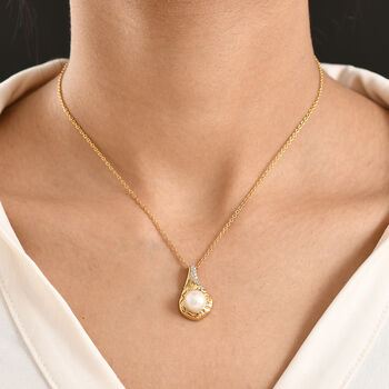 EverTrue S&uuml;&szlig;wasser Perle und Zirkon Anh&auml;nger mit 50cm Kette in Goldton