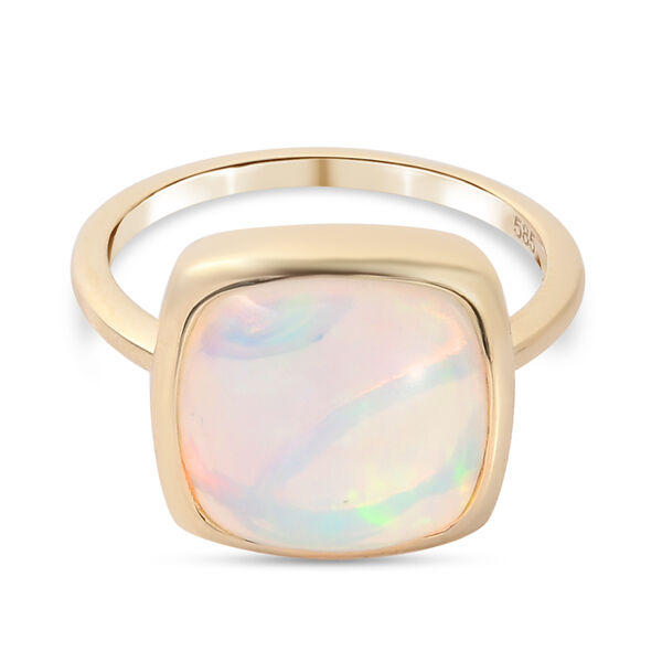 AAA Nat&uuml;rlicher &Auml;thiopischer Opal Solit&auml;r Ring 585 Gelbgold