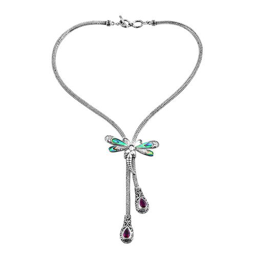 Royal Bali Kollektion - afrikanische Rubin und Abalone Muschel-Halskette, 50cm - 8 ct. image number 0