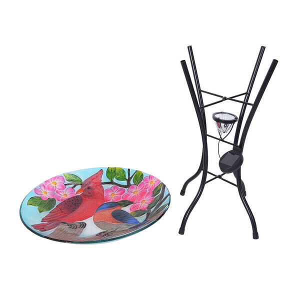 Garten Vogeltr&auml;nke aus Glas mit Solarleuchten, V&ouml;gel, Gr&ouml;&szlig;e: 45x45x57 cm, Mehrfarbig
 image number 4