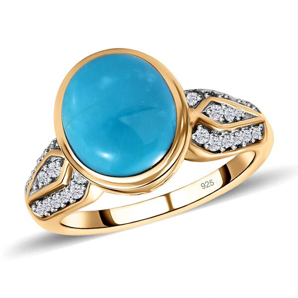 Amerikanischer, natürlicher Sleeping Beauty Türkis und Zirkon-Ring - 3,62 ct. image number 4