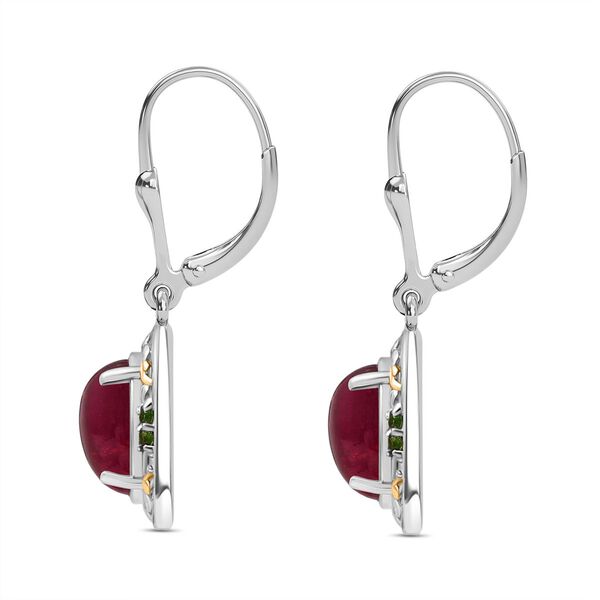 Königlicher Glamour- AAA Afrikanischer Rubin (Fissure gefüllt), Natürlicher Chromdiopsid Ohrringe 925 Silber rhodiniert ca. 6.46 ct image number 4
