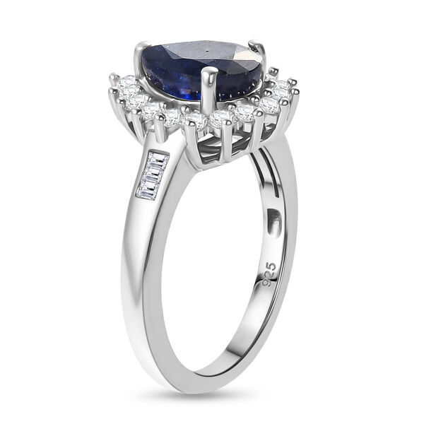 Masoala Saphir und Zirkon Halo Ring, 925 Silber platiniert, 3,11 ct. image number 5