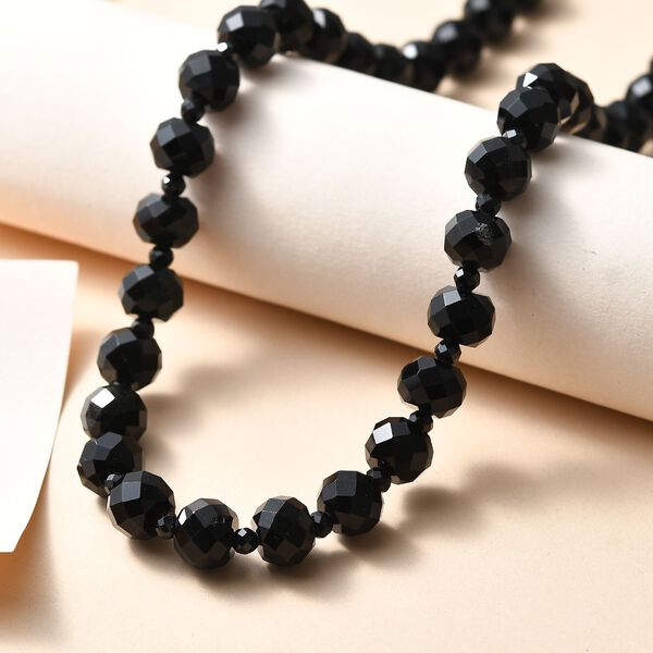 Schwarze Glasachat und schwarze Spinell 45cm Halskette - 230 ct. image number 2