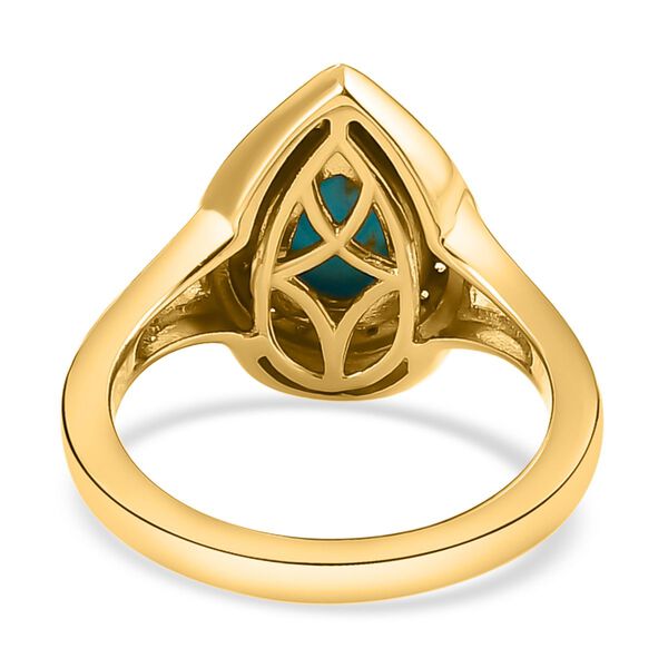 Amerikanischer, natürlicher Sleeping Beauty Türkis und weißer Zirkon-Ring, 925 Silber vergoldet  ca. 1,26 ct image number 6