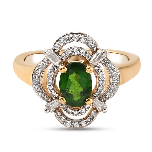 Nat&uuml;rlicher Chromdiopsid und Zirkon-Ring - 1,40 ct.