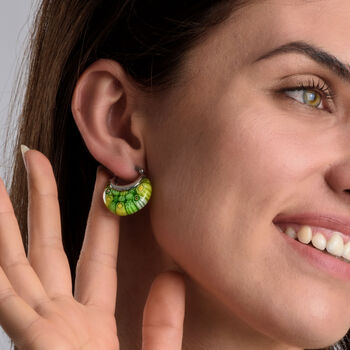 Gr&uuml;ne Huggie-Ohrringe im Murano-Stil