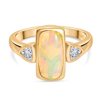 AA Nat&uuml;rlicher, &auml;thiopischer Welo Opal und Moissanit Ring - 1,76 ct.