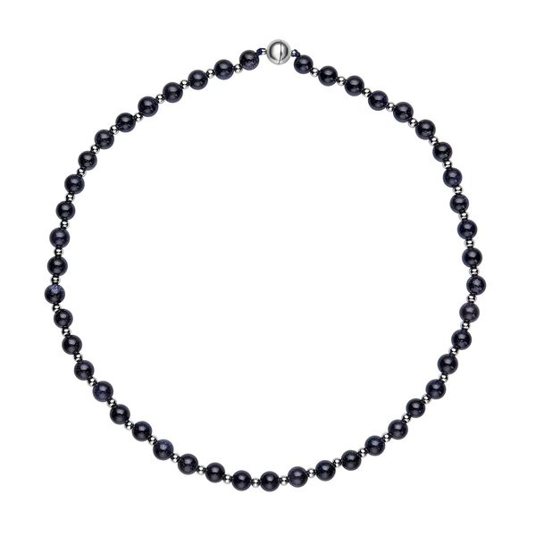 Blaue Sandstein Halskette, ca. 50 cm, Edelstahl ca. 162,50 ct