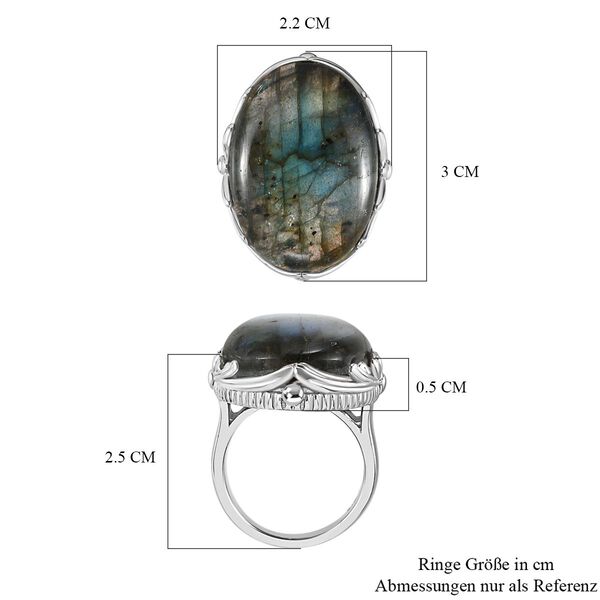 Labradorit Ring, Edelstahl (Gr&ouml;&szlig;e 16.00) ca. 25.28 ct image number 7