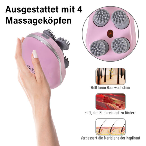 Kopfmassagegerät mit 4 Massageköpfen in pink image number 4
