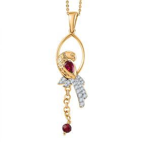 GP Trifono Kollektion - Rhodolith Granat, Zirkon und blauer Saphir-Anhänger mit 50cm Kette - 0,78 ct.