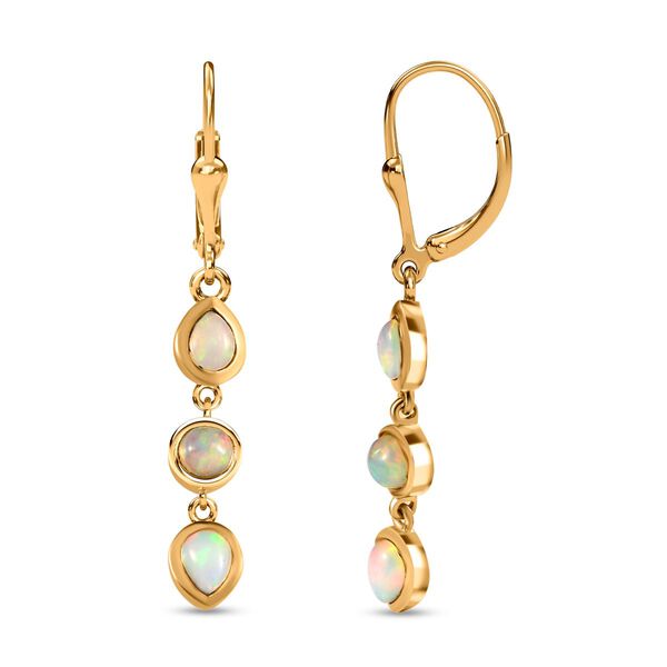 Nat&uuml;rliche, &auml;thiopische Welo Opal Ohrringe, 925 Silber vergoldet ca. 1,00 ct image number 4