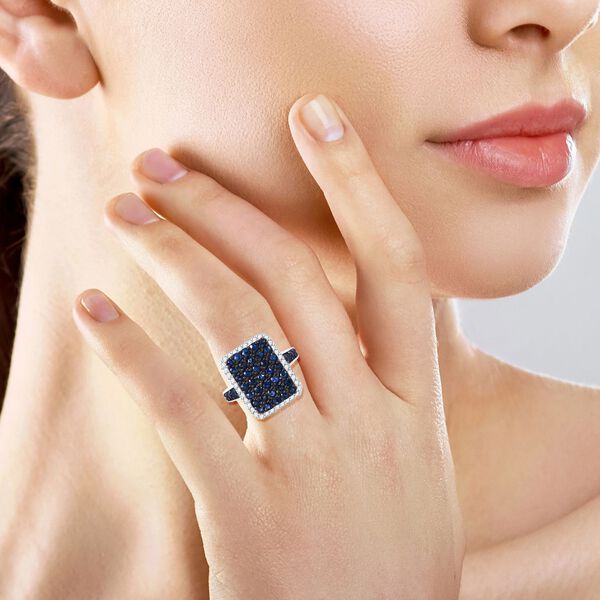 AA blauer Saphir und Zirkon-Ring - 2,30 ct. image number 1