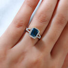 London Blau Topas und Zirkon Ring 925 Silber vergoldet  ca. 2,38 ct image number 2