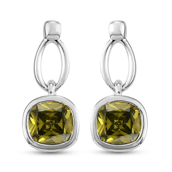 LUSTRO STELLA - Peridot Zirkonia-Ohrringe, 925 Silber, ca. 3,19 ct