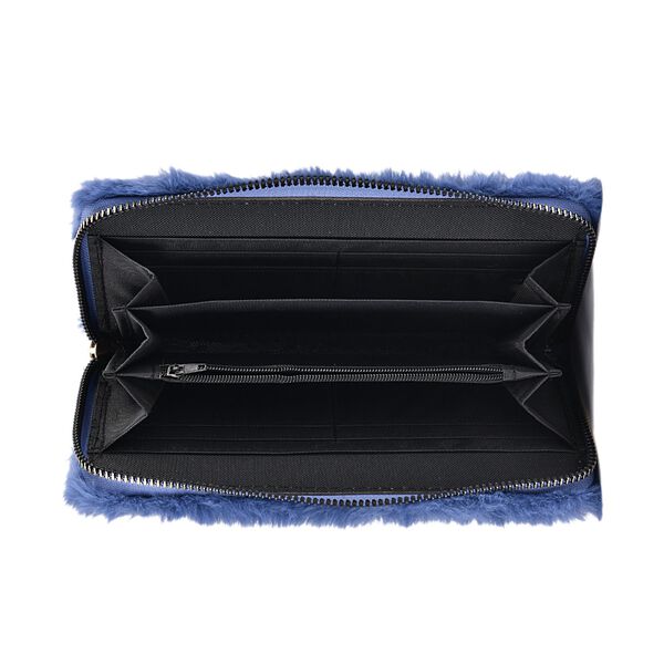 Kunstfell Brieftasche, Dunkelblau image number 5