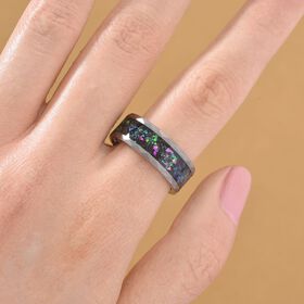 Mehrfarbige Muschelperlen Ring Reines Wolframcarbid (Größe 16.25)