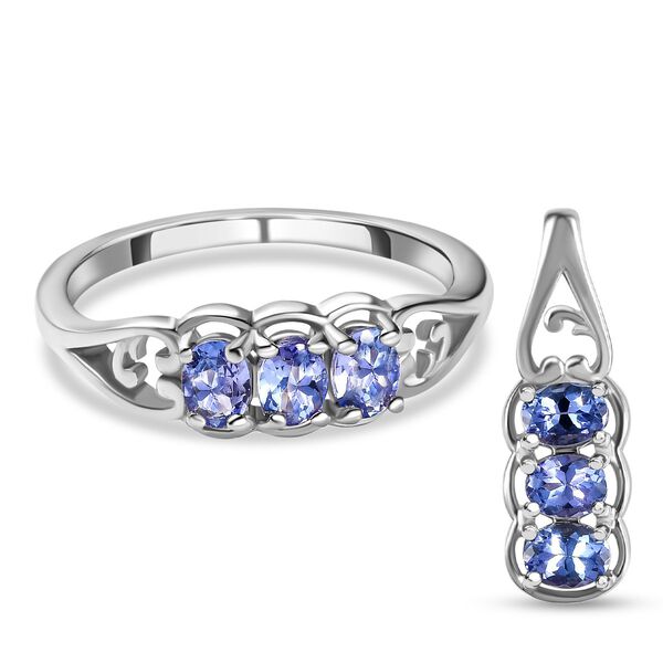 2er-Set - AA Tansanit Schmuckset - 1,33 ct.