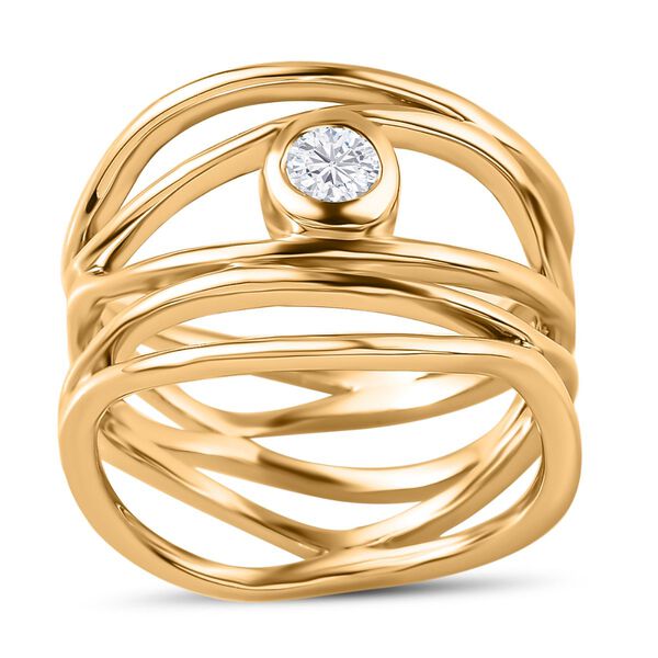 Moissanit Ring 925 Silber 750 Gelb Vermeil (Größe 20.00) ca. 0,23 ct image number 4