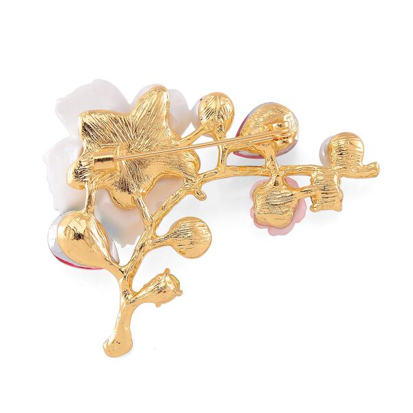 Rosa Kristall, Harz Brosche Std Gelb image number 4