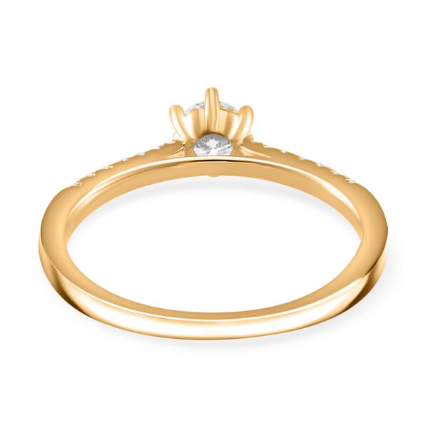 Moissanit Ring, 925 Silber 750 Gelbgold Vermeil - 0,42 ct. image number 4