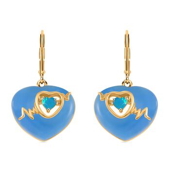 Blaue Jade, Miami Blau Welo Opal Ohrringe 925 Silber Gelbgold Vermeil ca. 17,00 ct