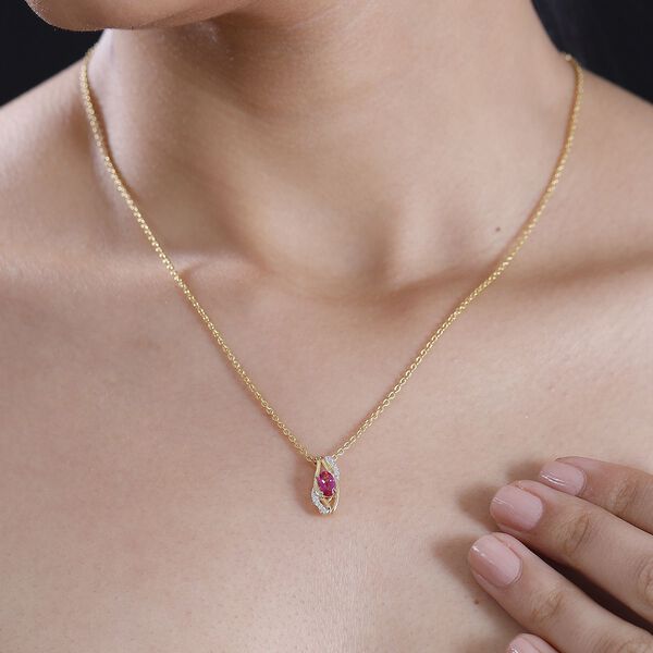 Labor roter Beryll und Zirkon-Anh&auml;nger mit 45cm Kette - 0,53 ct. image number 3