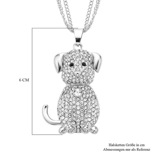 Schwarzer und wei&szlig;er Kristall-Hunde-Anh&auml;nger mit Kette - 5,20 ct. image number 5