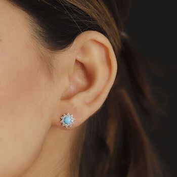 Amerikanische, nat&uuml;rliche Sleeping Beauty T&uuml;rkis und Zirkon-Ohrringe - 1,17 ct.