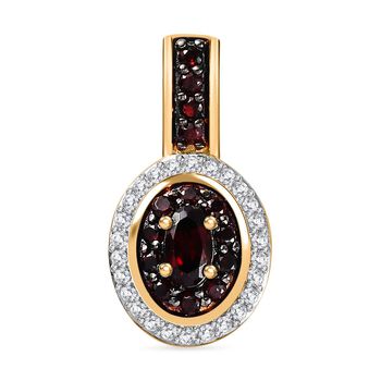 Mosambik Granat Anh&auml;nger 925 Silber 750 Gelbgold Vermeil ca. 0,82 ct.