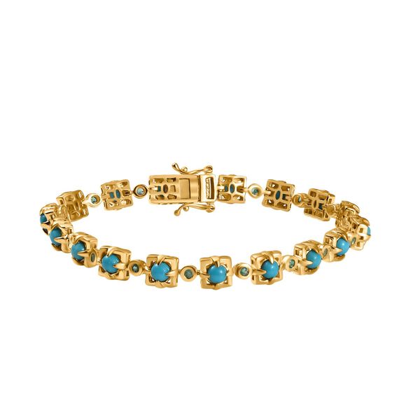 AA Sleeping Beauty Türkis, Kagem Sambischer Smaragd Armband ca. 20 cm 925 Silber 750 Gelbgold Vermeil ca. 6.35 ct image number 0