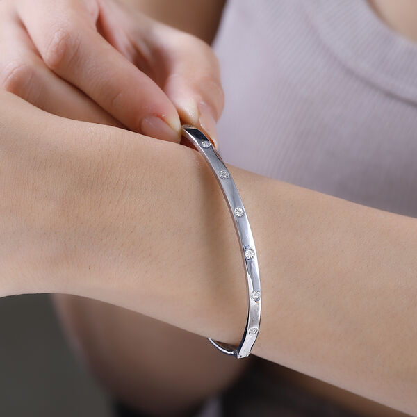 Armreif mit Diamantakzenten in Silberton, 19 cm image number 3