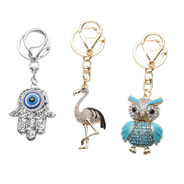 3er-Set- mehrfarbiger Kristall-Schl&uuml;sselanh&auml;nger - 1,20 ct.